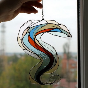 Stained Glass Tornado Suncatcher: Handmade Storm Cloud Window Hanging