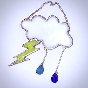 Lightening Storm Cloud Stained Glass Suncatcher