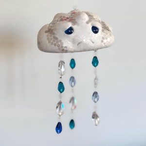 Handmade Artisan Rain Cloud Ornament Decoration Suncatcher